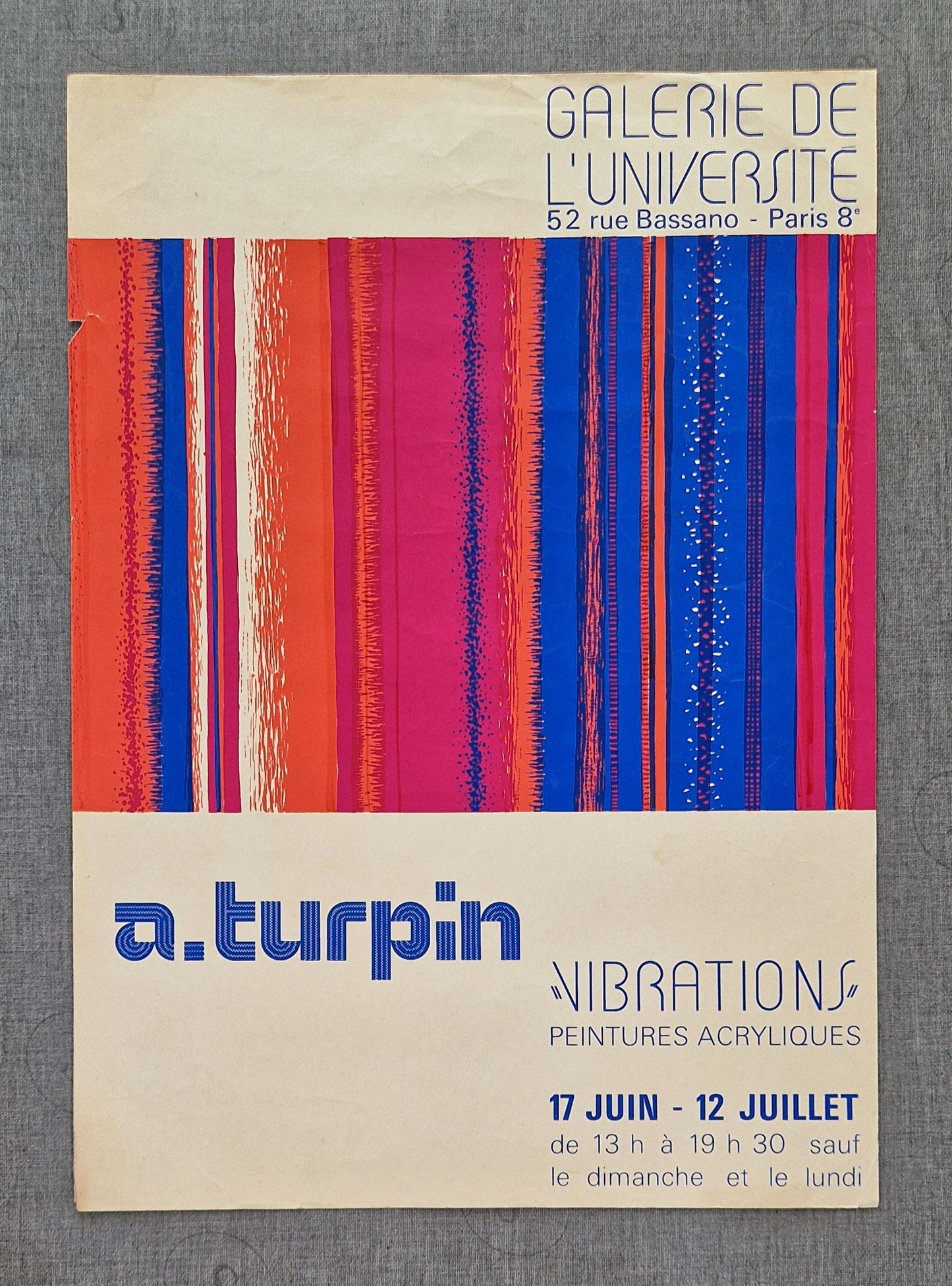 1968 Turpin Vibrations at Galerie de l'Université - Original Vintage Poster