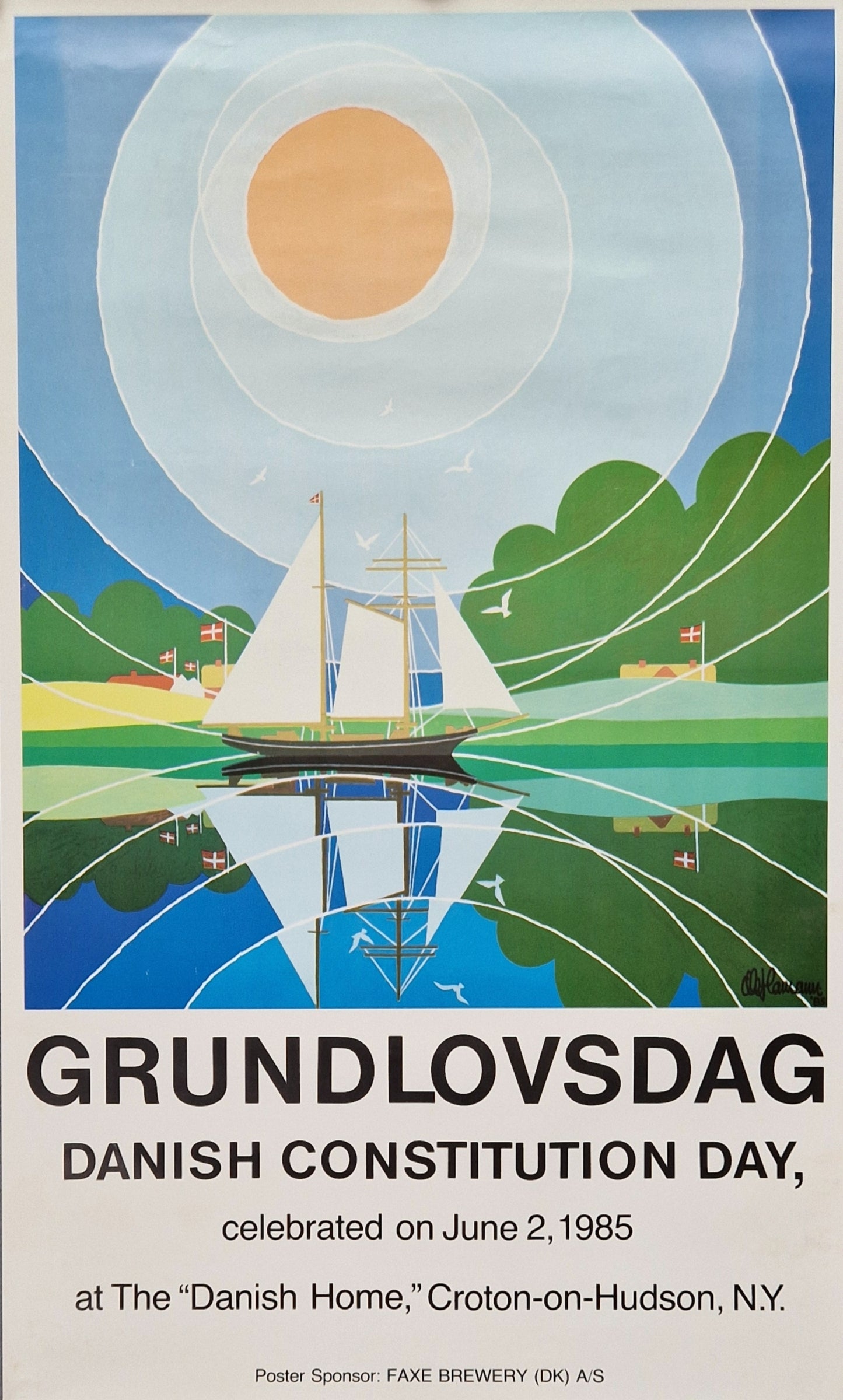 1985 Danish Constitution Day - Original Vintage Poster