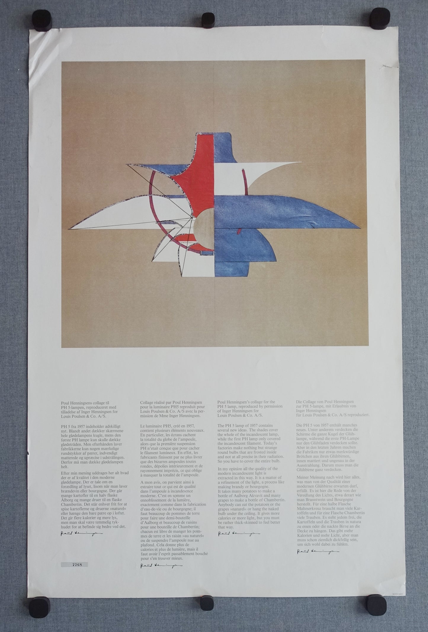 1970s Poul Henningsen PH5 Lamp poster- Limited Edition No 7768 - Original Vintage Poster