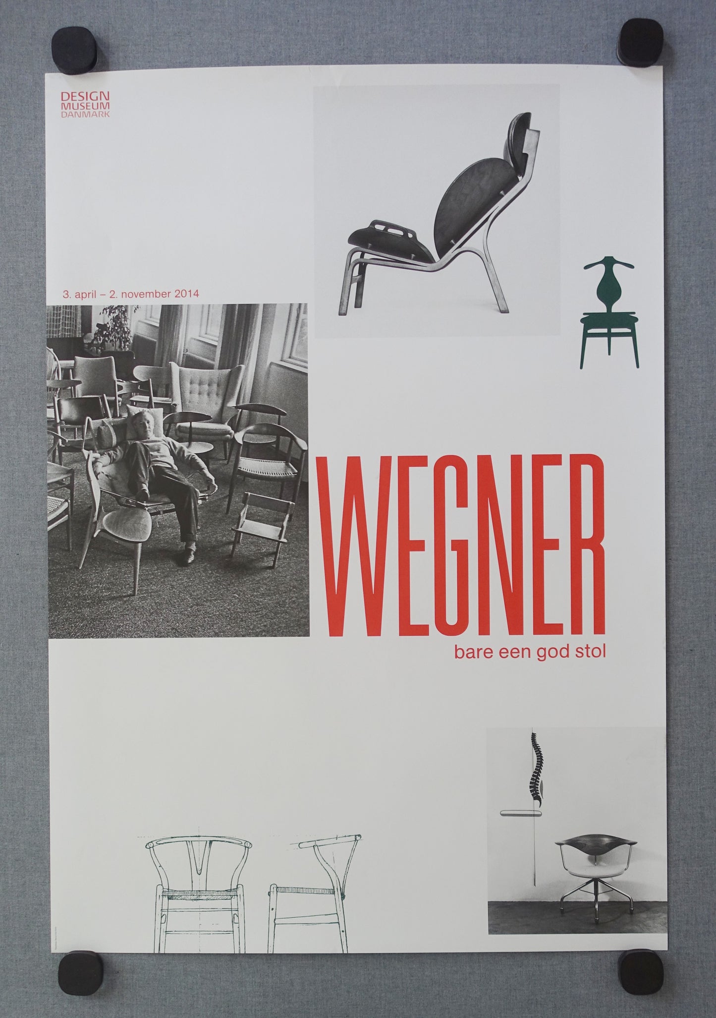 2014 Wegner Exhibition Poster Design Museum Denmark - Original Vintage Poster