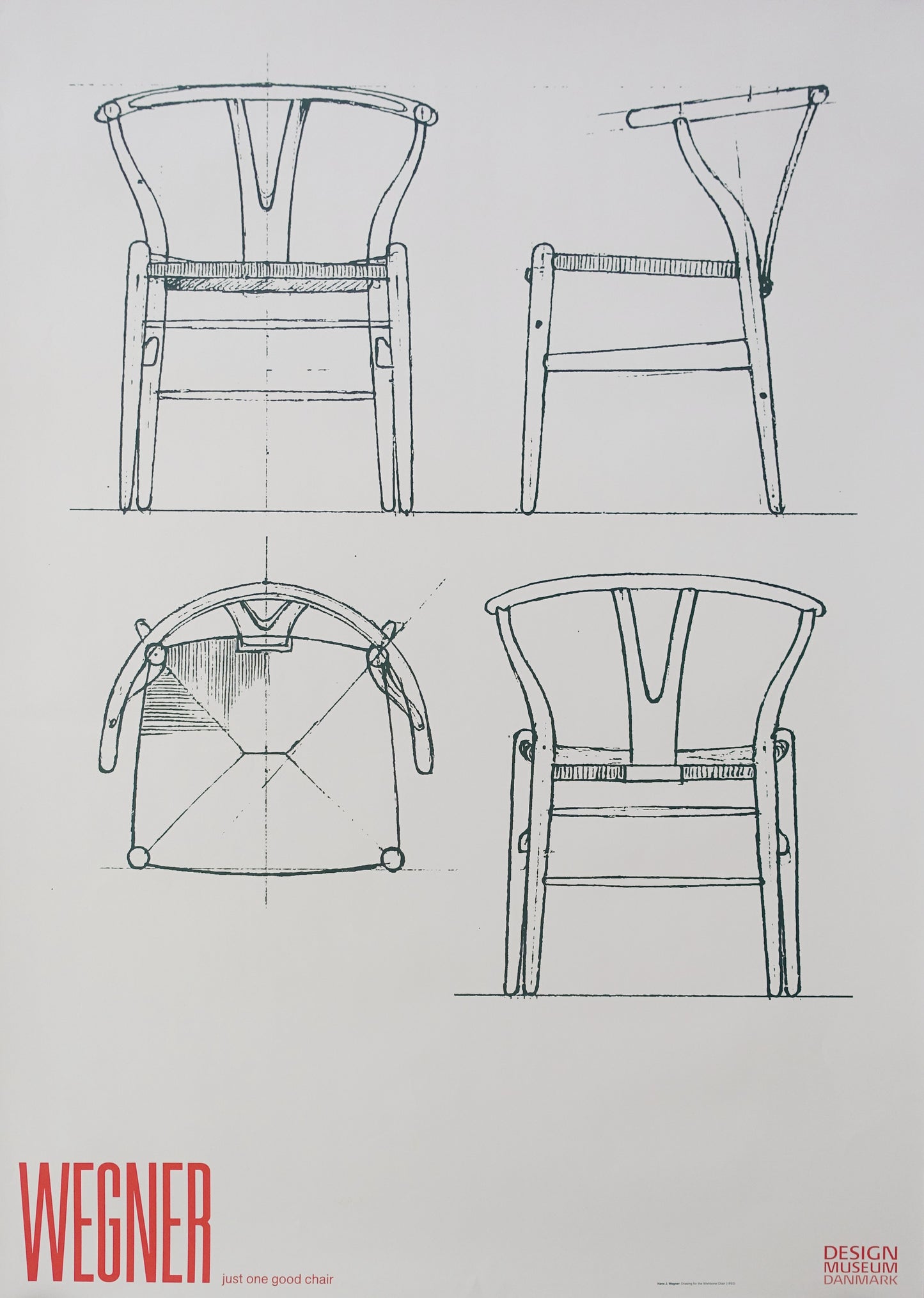 2014 Wegner Wishbone Chair Sketch Design Museum Denmark - Original Vintage Poster