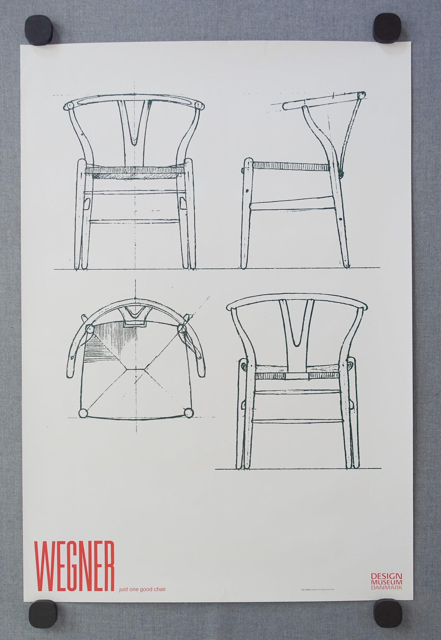 2014 Wegner Wishbone Chair Sketch Design Museum Denmark - Original Vintage Poster