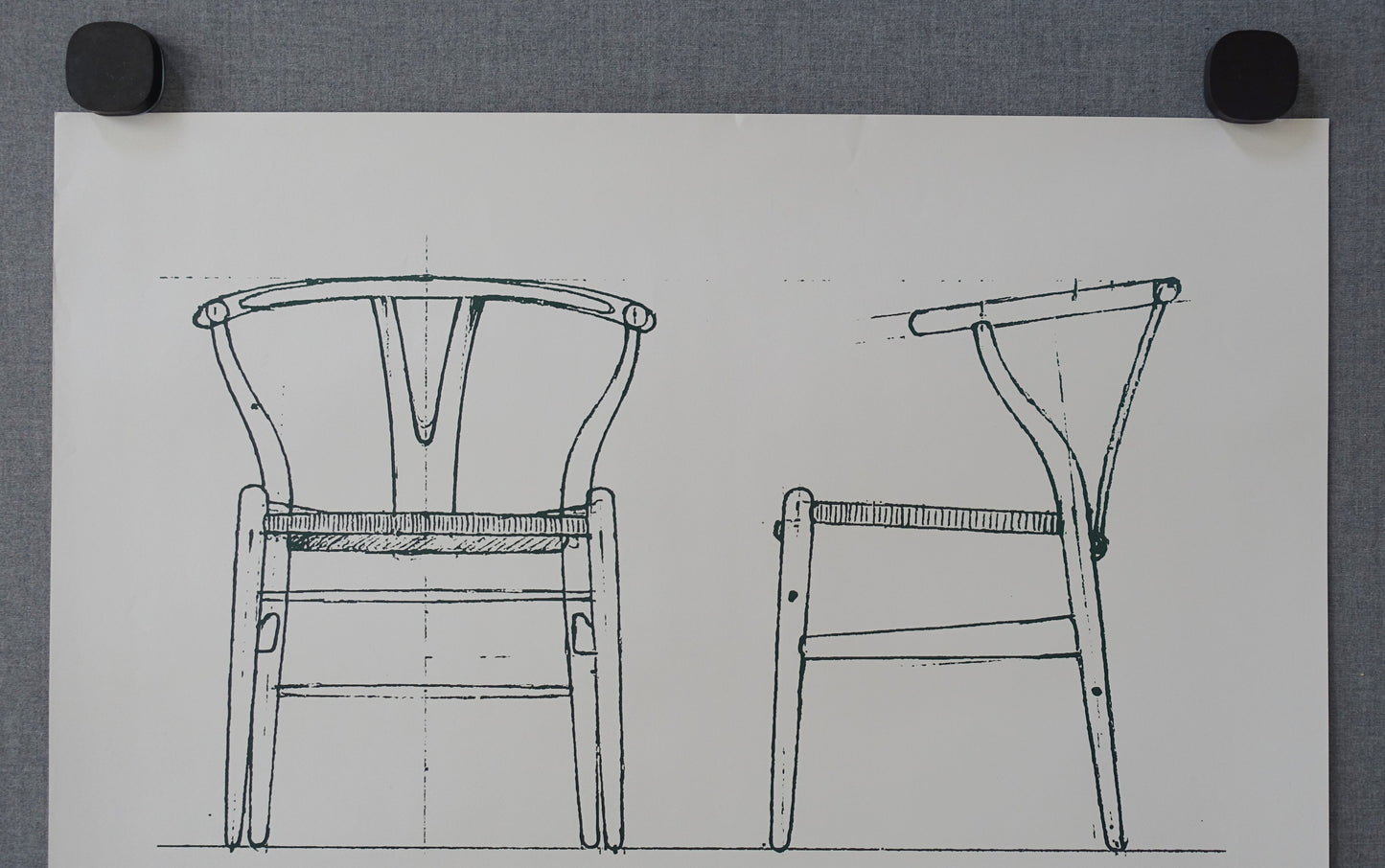 2014 Wegner Wishbone Chair Sketch Design Museum Denmark - Original Vintage Poster