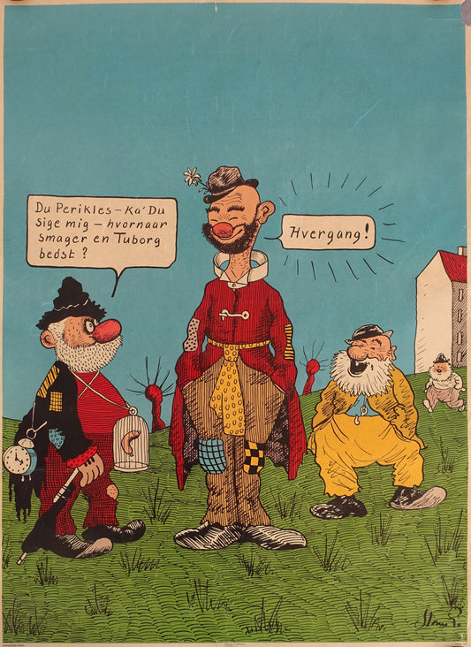 1950s Tuborg Beer Poster by Storm P. - Original Vintage Poster