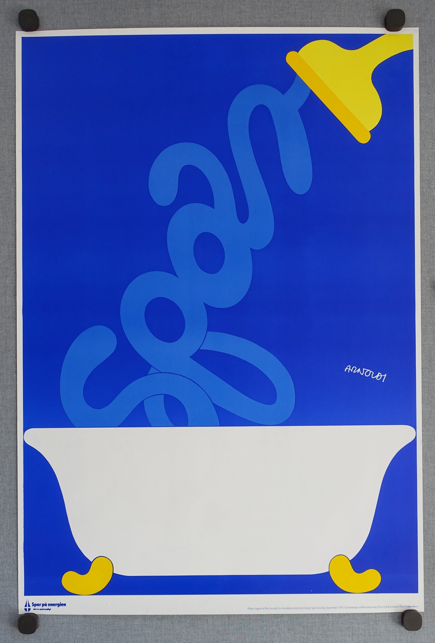 1978 Save Energy Campaign by Per Arnoldi (shower) - Original Vintage Poster