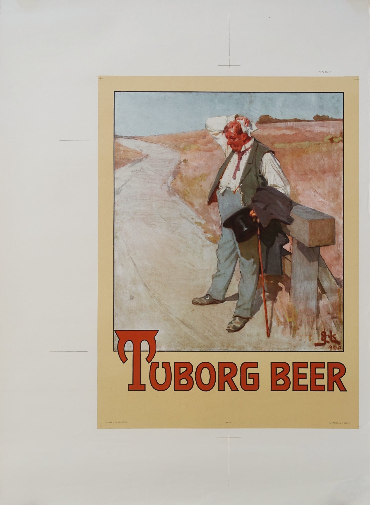 1950s Tuborg Beer Commercial "The Thirsty Man" - Original Vintage Poster