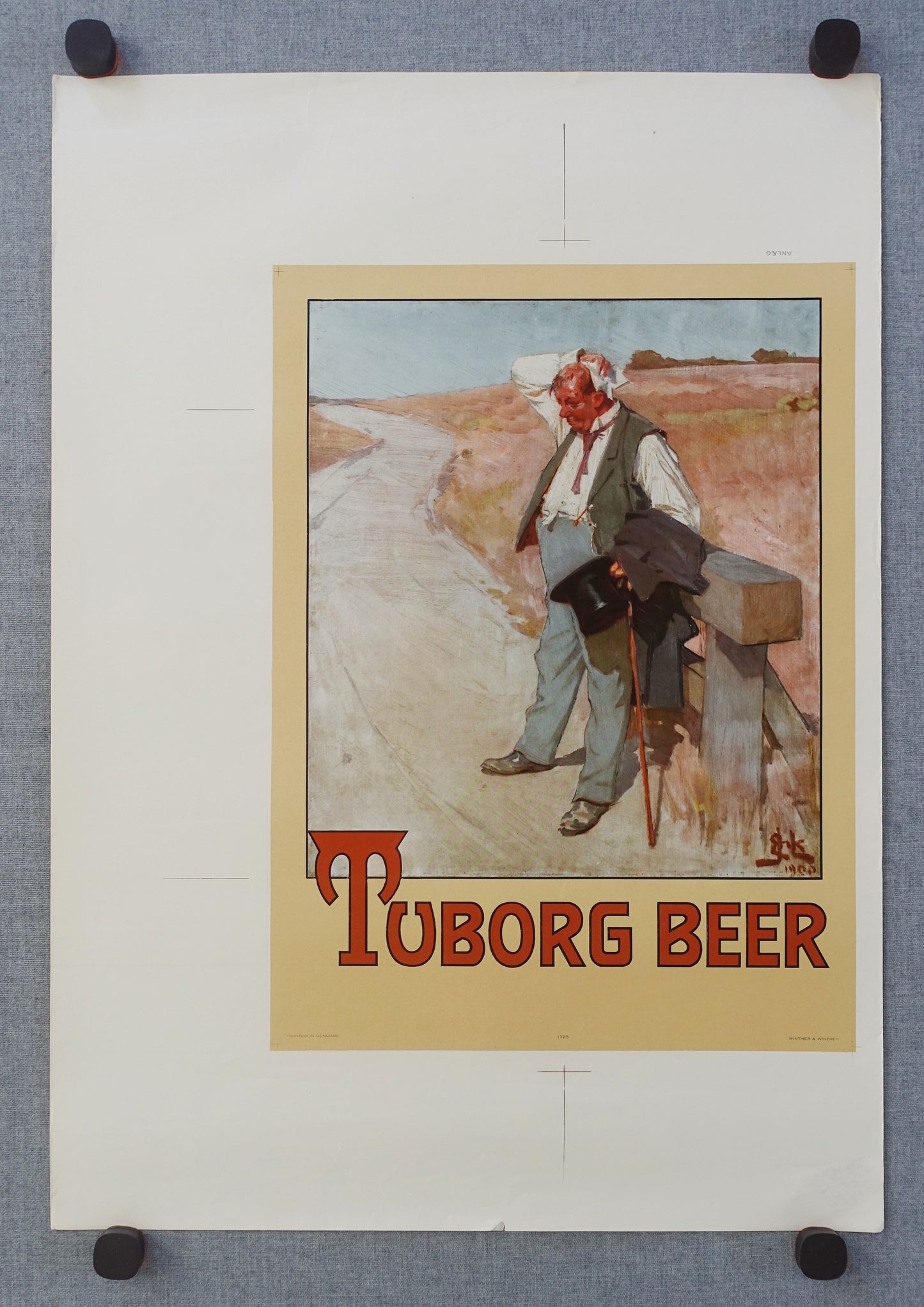 1950s Tuborg Beer Commercial "The Thirsty Man" - Original Vintage Poster