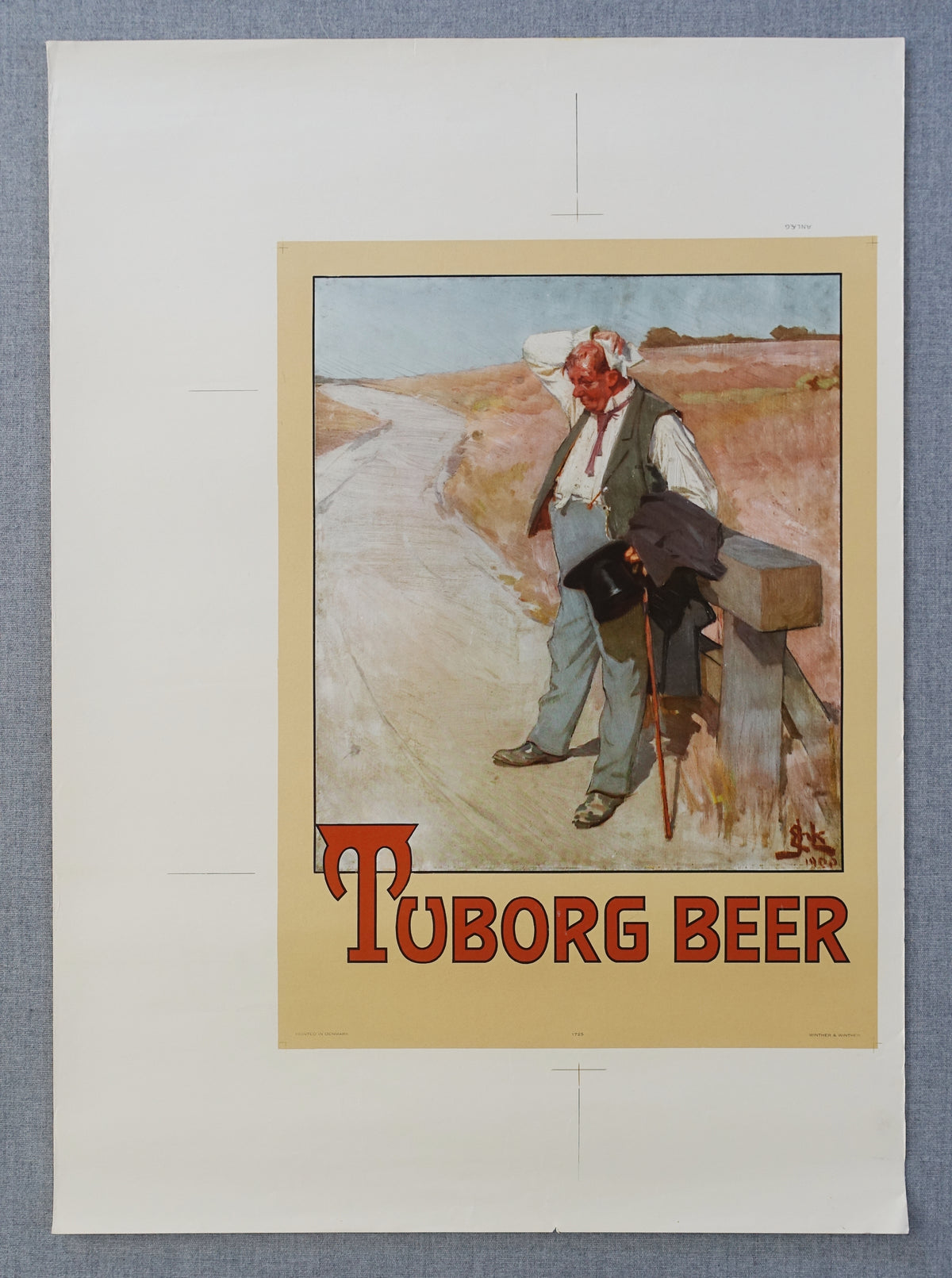 1950s Tuborg Beer Commercial "The Thirsty Man" - Original Vintage Poster
