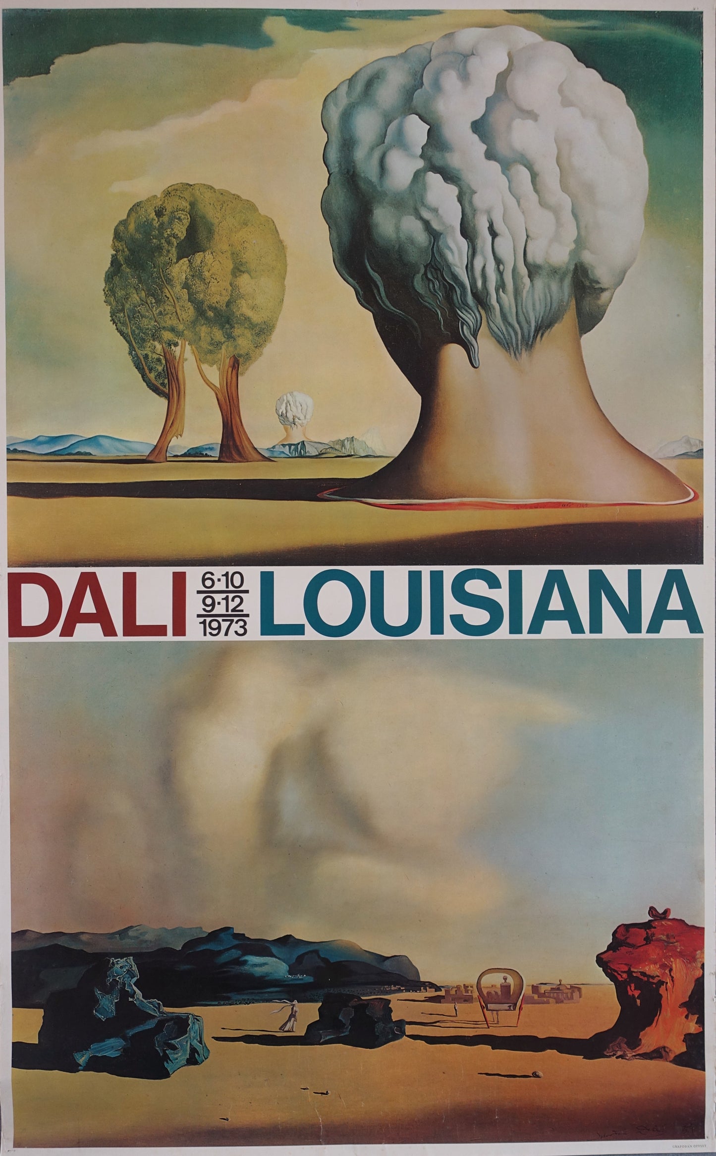 1973 Salvador Dalí - Exhibition on Louisiana Museum, Denmark - Original Vintage Poster