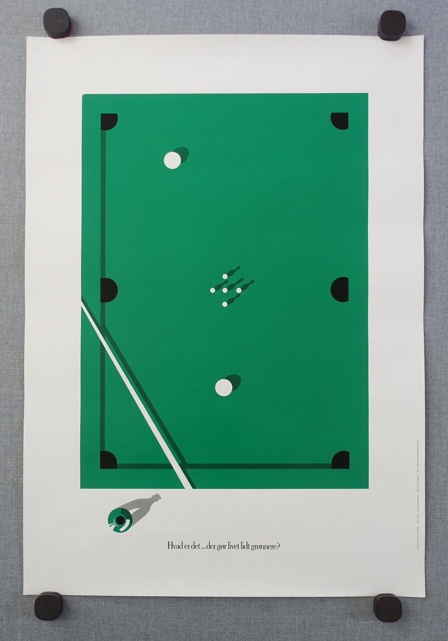 1985 Tuborg Beer Advertisement (Five-pin Billiards) - Original Vintage Poster