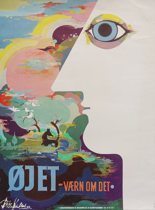 1983 Bjørn Wiinblad's "The Eye" - Original Vintage Poster