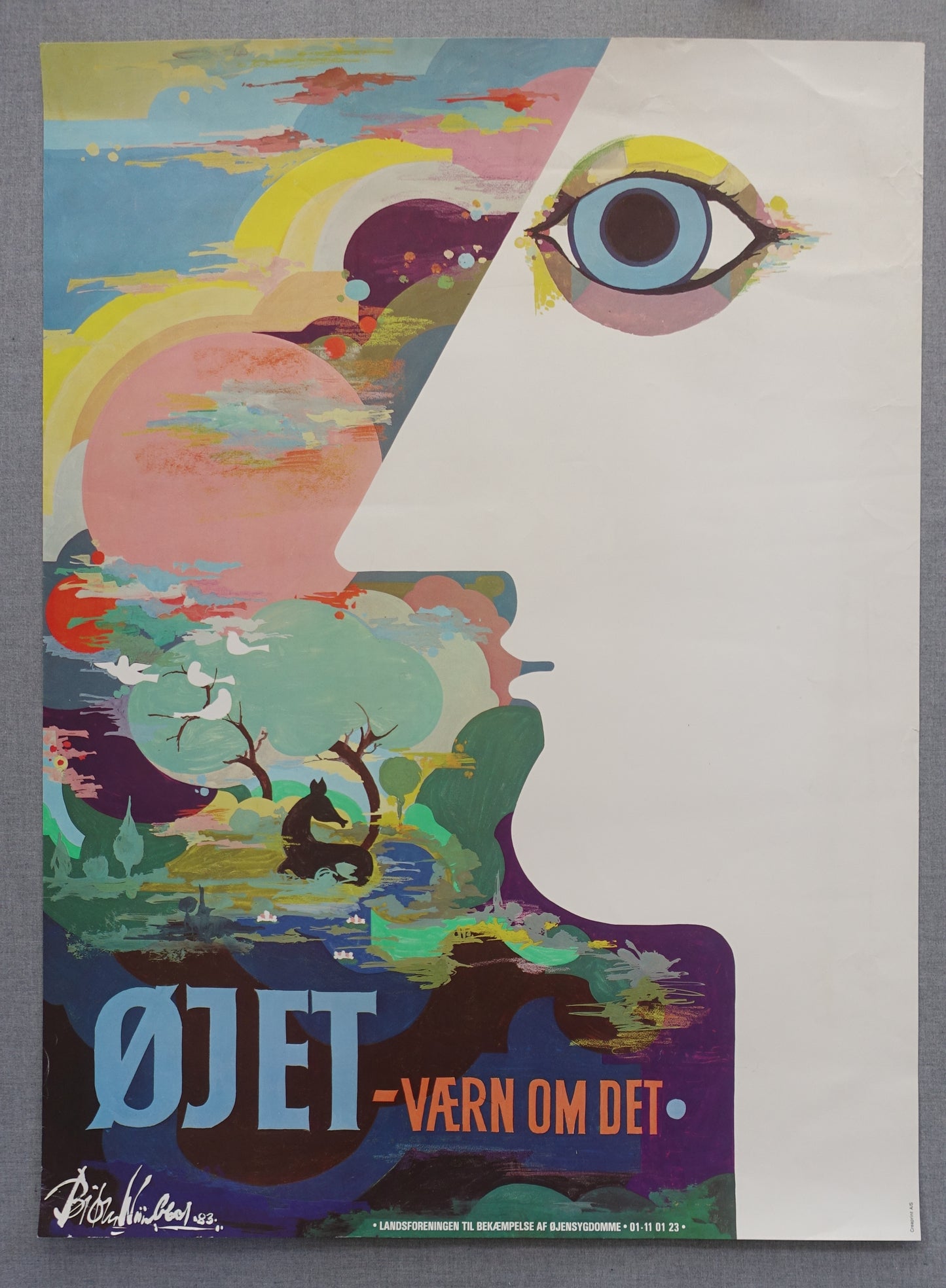 1983 Bjørn Wiinblad's "The Eye" - Original Vintage Poster