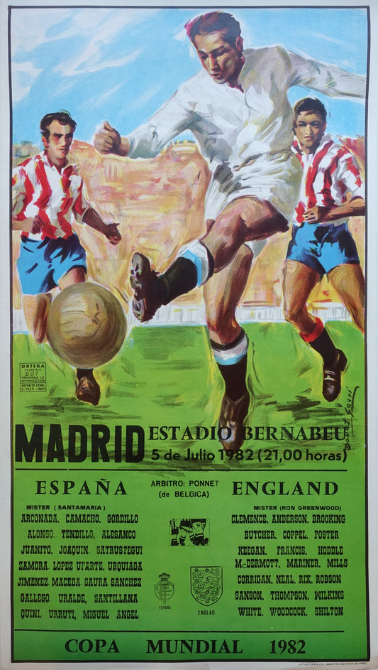 1982 World Cup (Football/Soccer) England - Spain - Original Vintage Poster