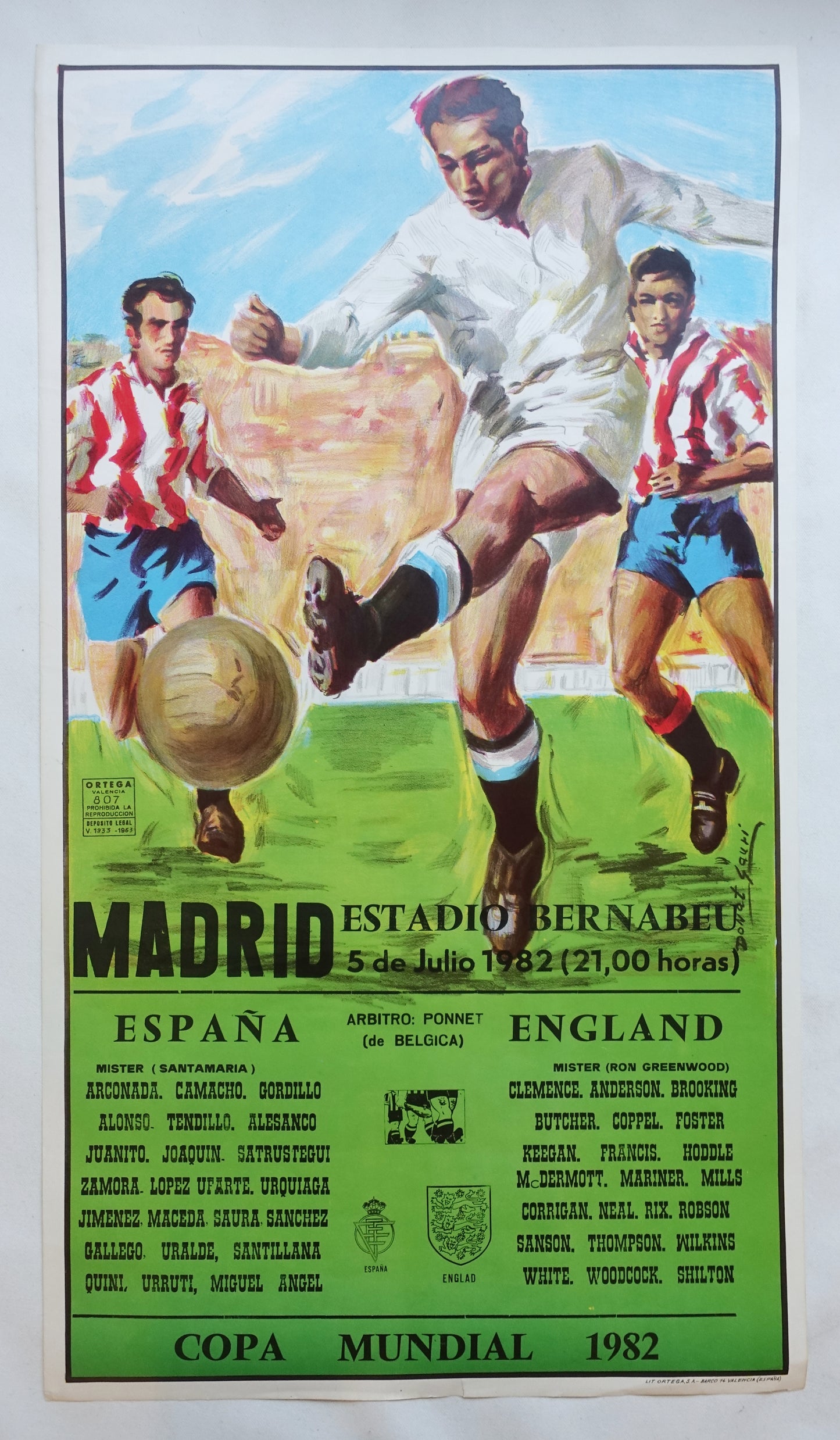 1982 World Cup (Football/Soccer) England - Spain - Original Vintage Poster