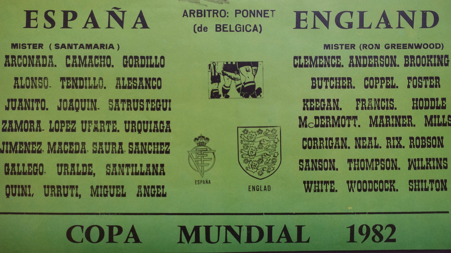 1982 World Cup (Football/Soccer) England - Spain - Original Vintage Poster