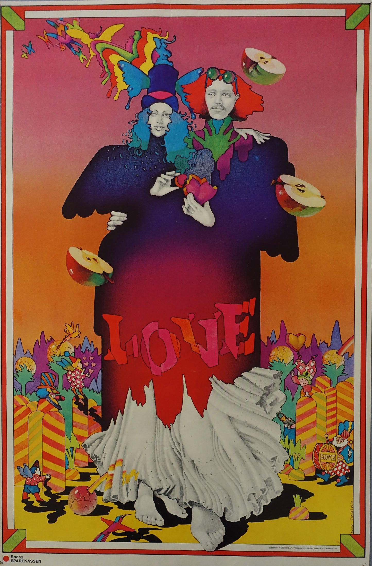 1973 Psychedelic Love Poster - Original Vintage Poster