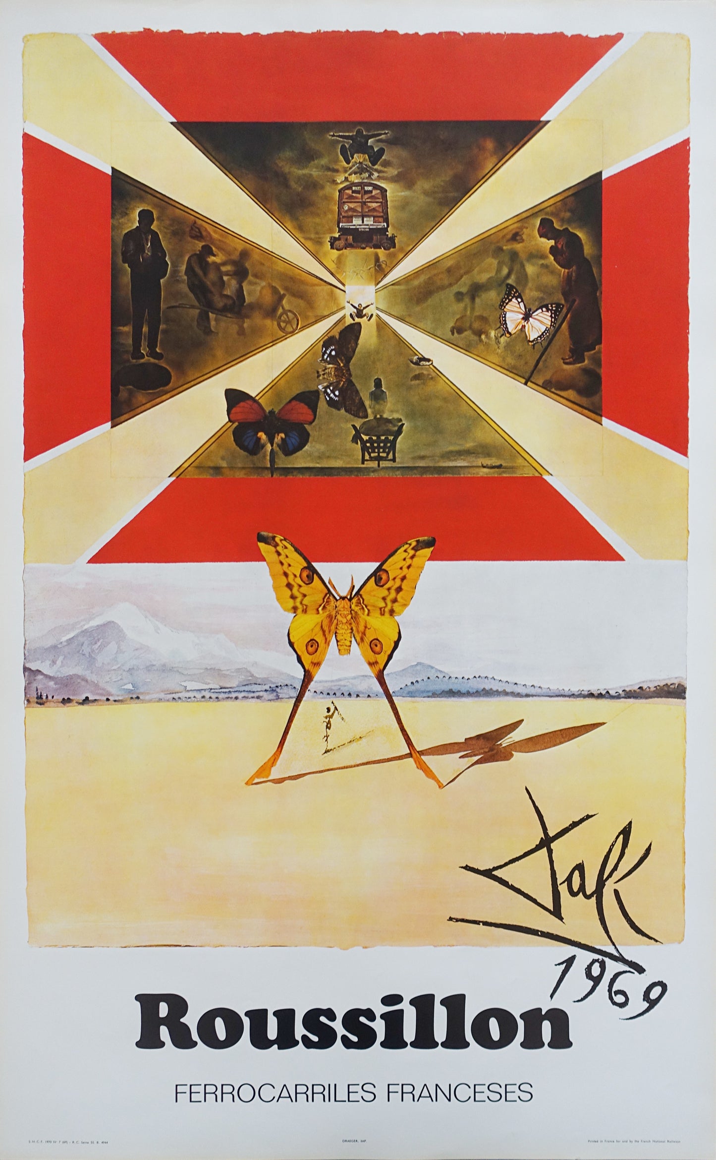1970 Salvador Dalí - Advertisement for SNCF French National Railways (Rousillon) - Original Vintage Poster