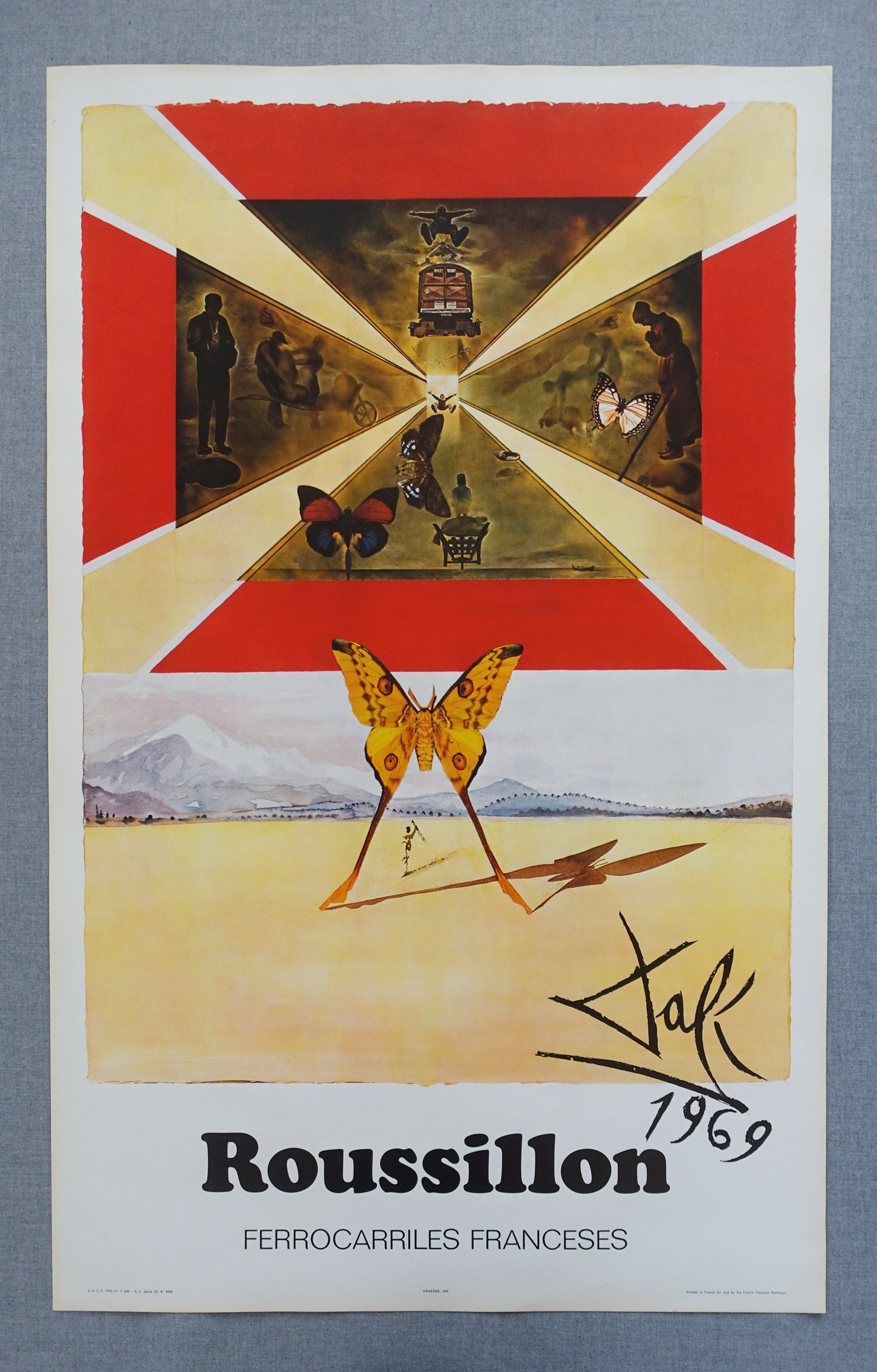 1970 Salvador Dalí - Advertisement for SNCF French National Railways (Rousillon) - Original Vintage Poster