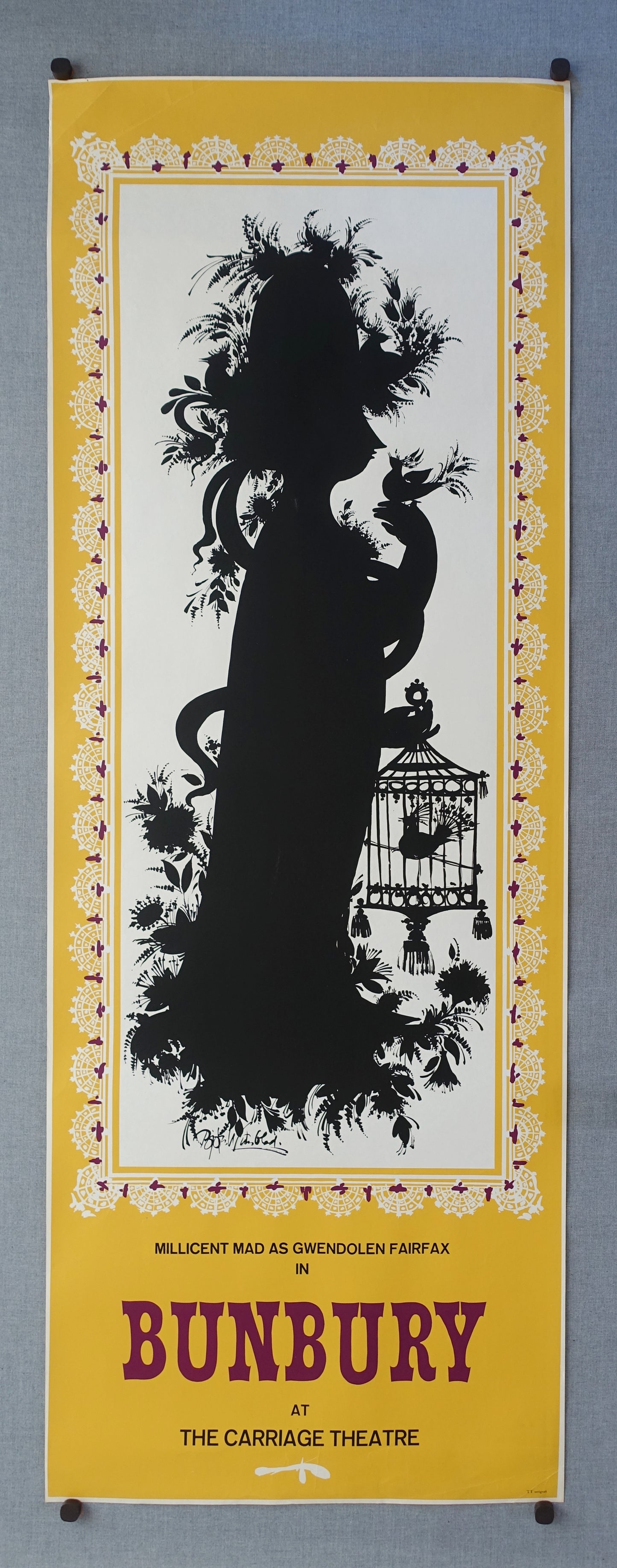 1963 Wiinblad's "Bunbury" at The Carriage Theater (yellow version) - Original Vintage Poster