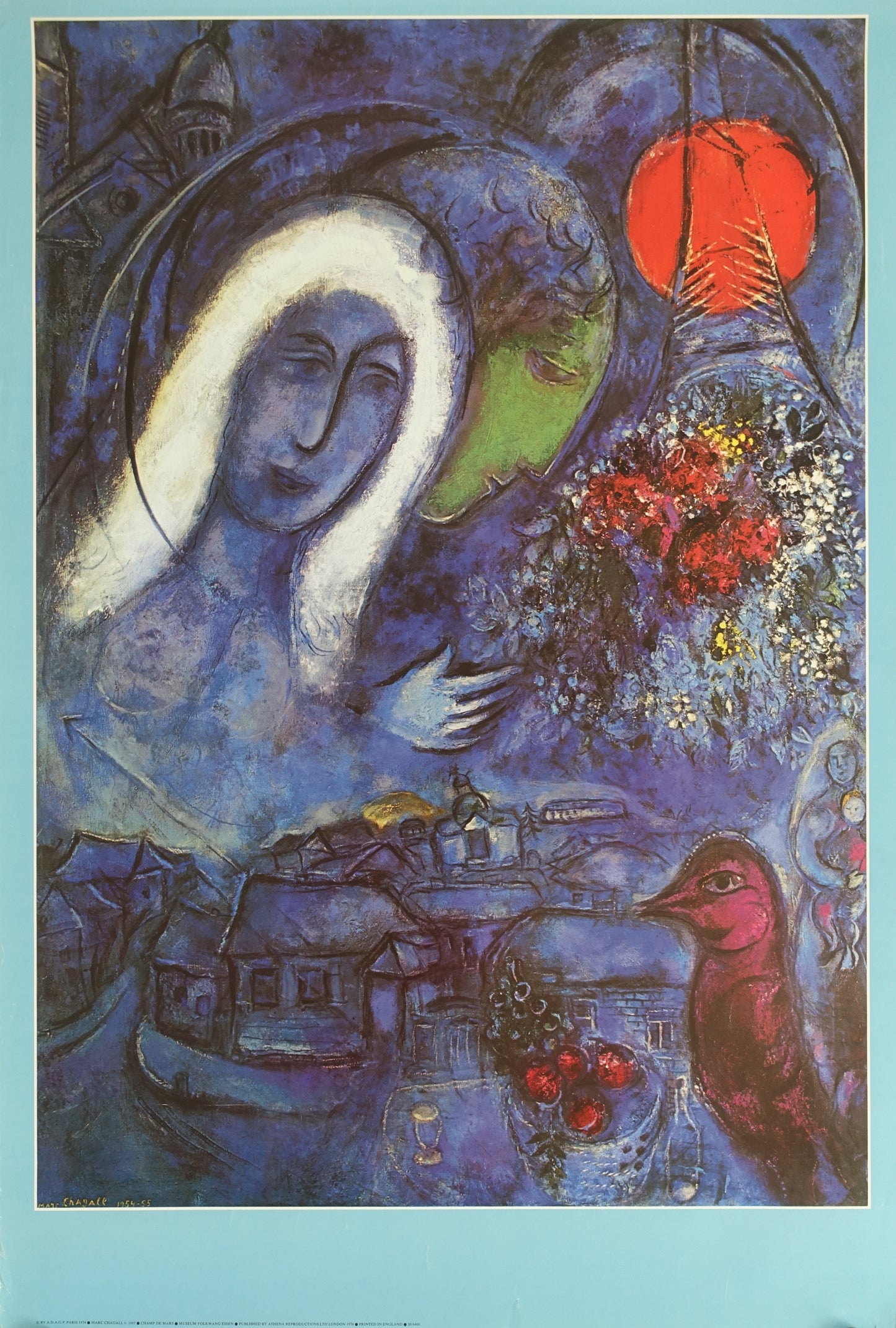 1974 Chagall Folkwang Essen Exhibition - Original Vintage Poster