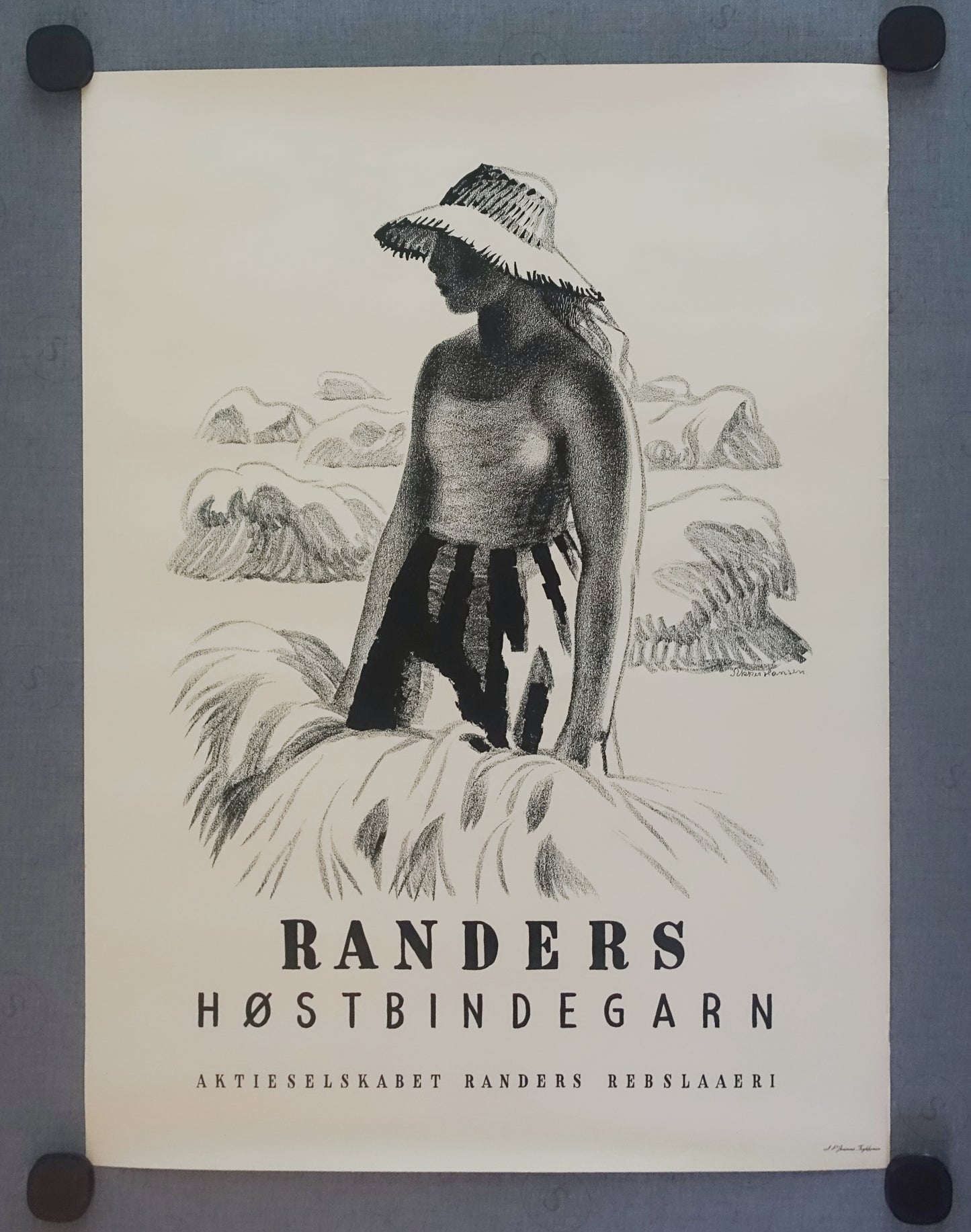 1952 Danish Agricultural Twine Rope Advertisement - Original Vintage Poster