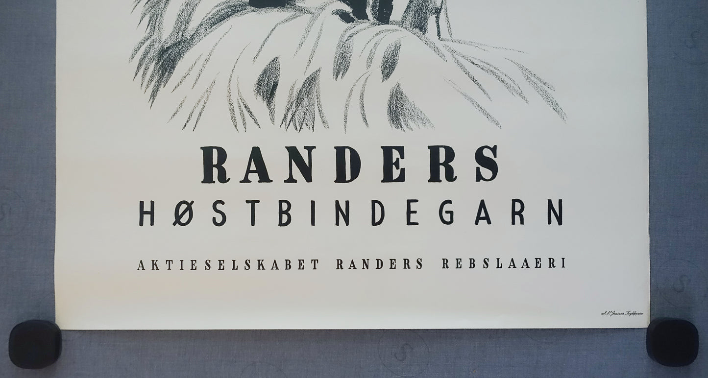 1952 Danish Agricultural Twine Rope Advertisement - Original Vintage Poster