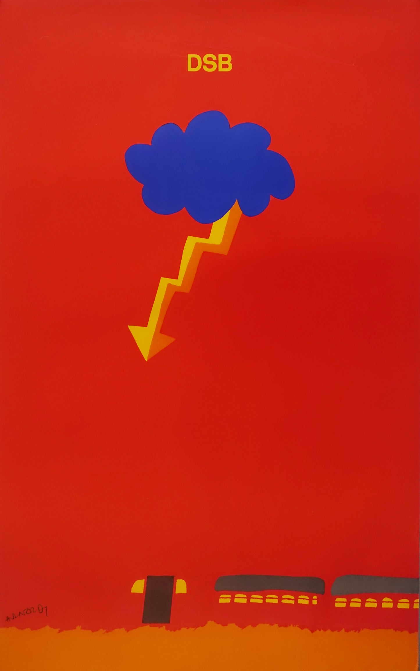 1975 Arnoldi Advertisement for Danish State Railways (Lightning) - Original Vintage Poster