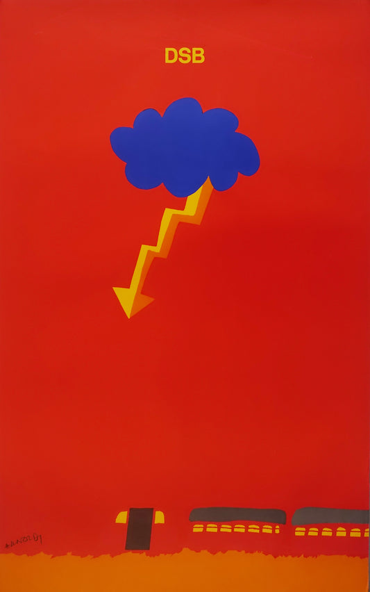 1975 Arnoldi Advertisement for Danish State Railways (Lightning) - Original Vintage Poster