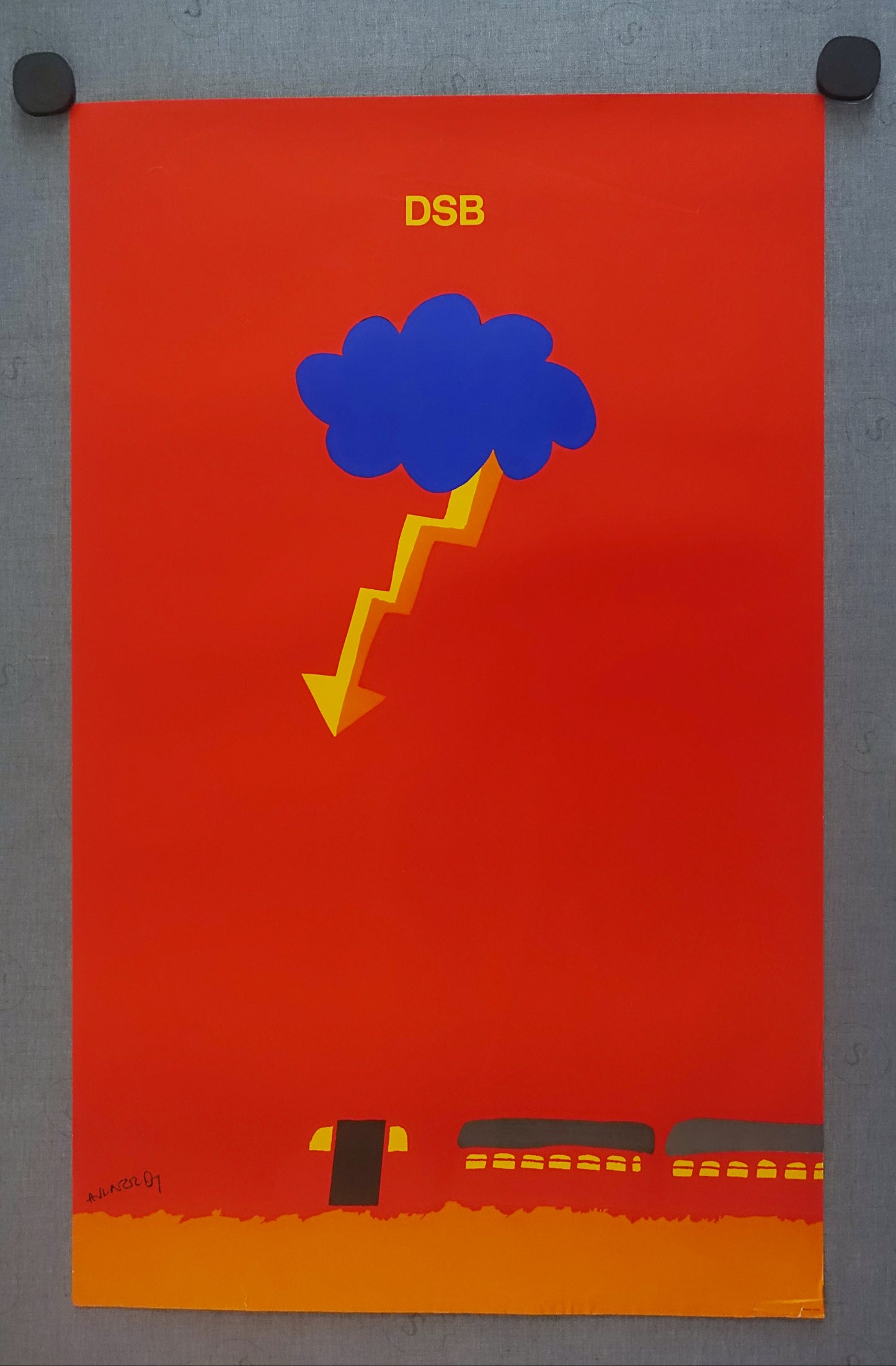 1975 Arnoldi Advertisement for Danish State Railways (Lightning) - Original Vintage Poster