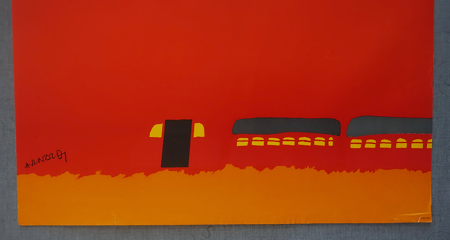 1975 Arnoldi Advertisement for Danish State Railways (Lightning) - Original Vintage Poster