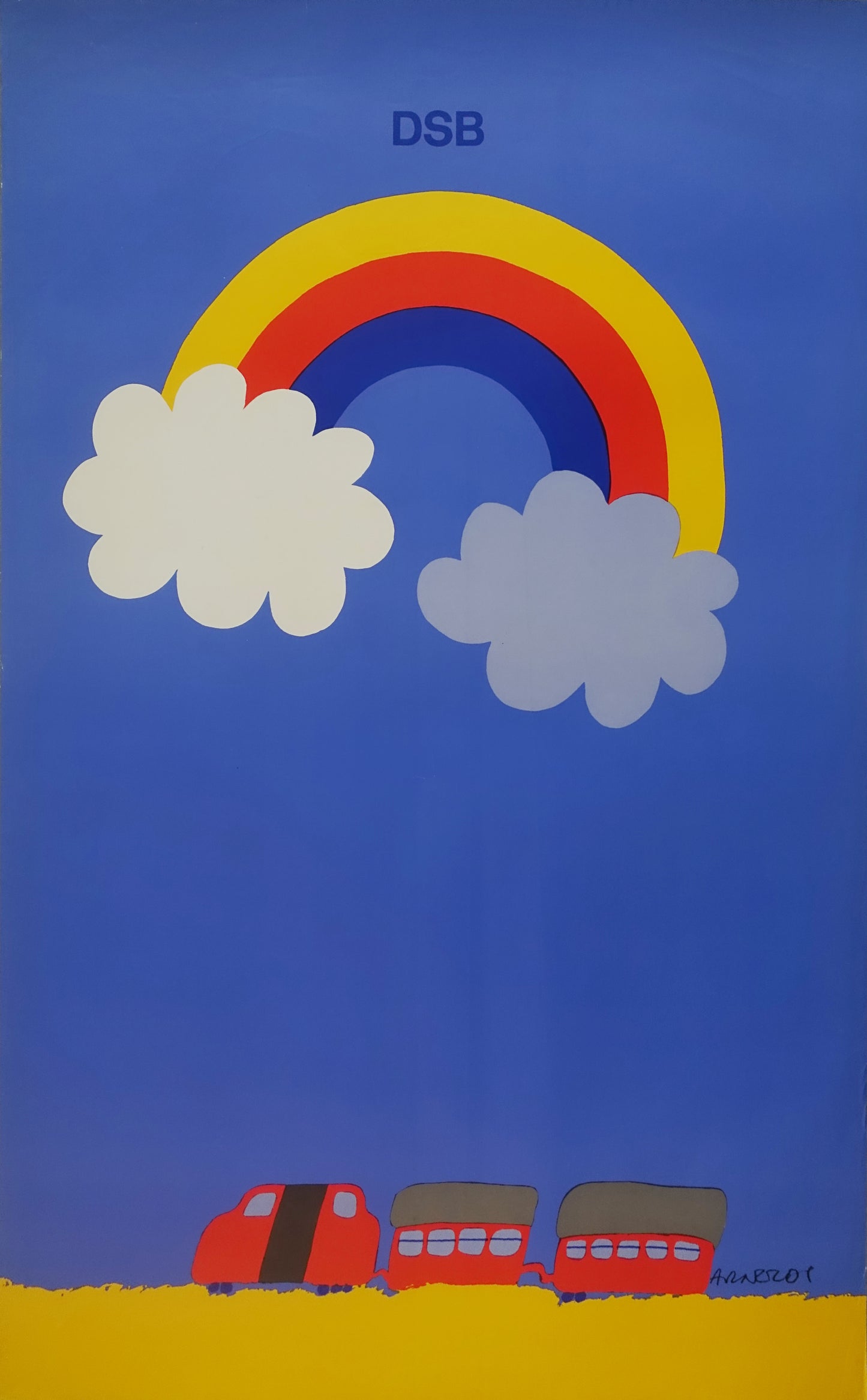 1975 Arnoldi Advertisement for Danish State Railways (Rainbow) - Original Vintage Poster