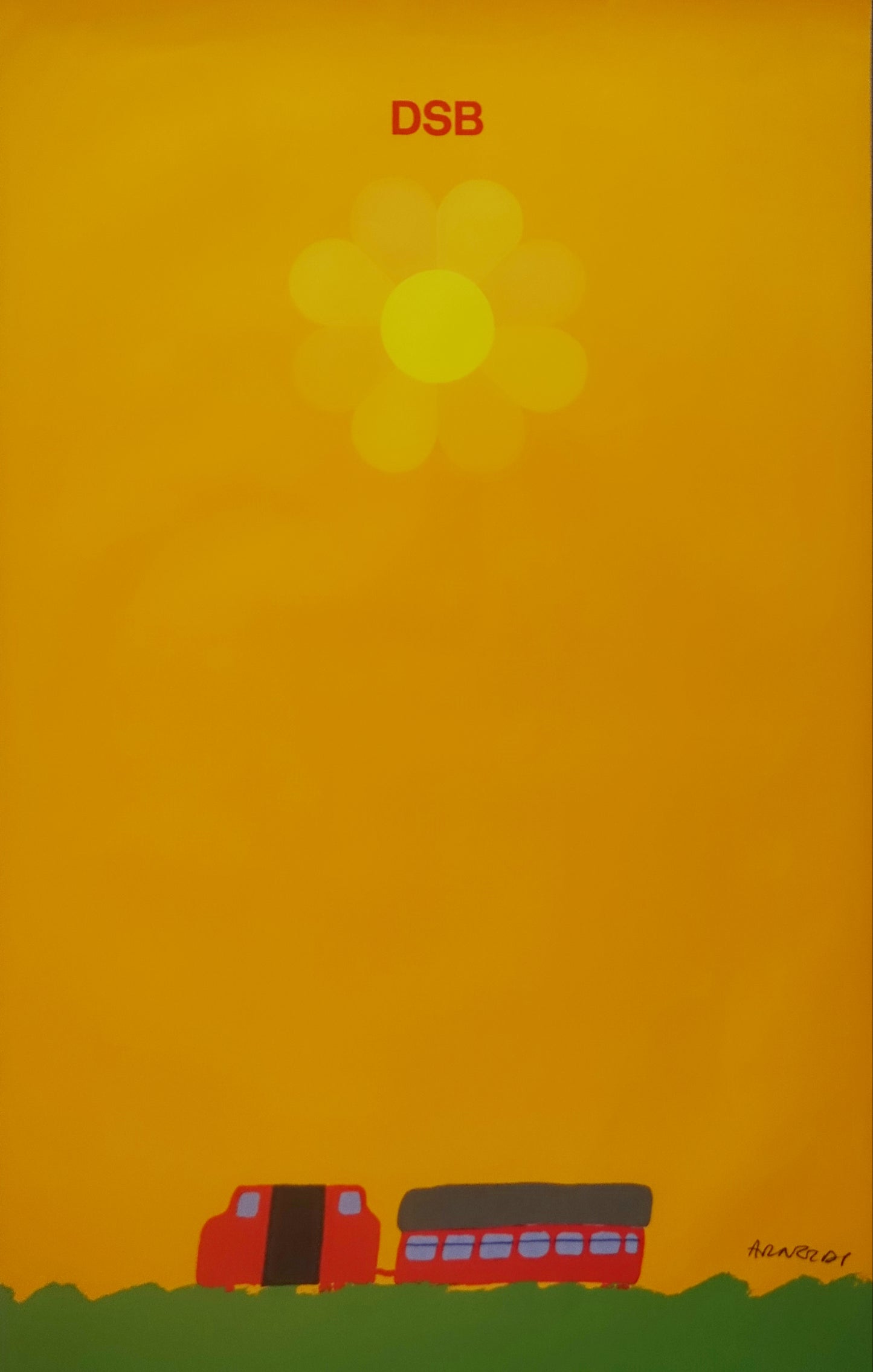 1975 Arnoldi Advertisement for Danish State Railways (Sun) - Original Vintage Poster