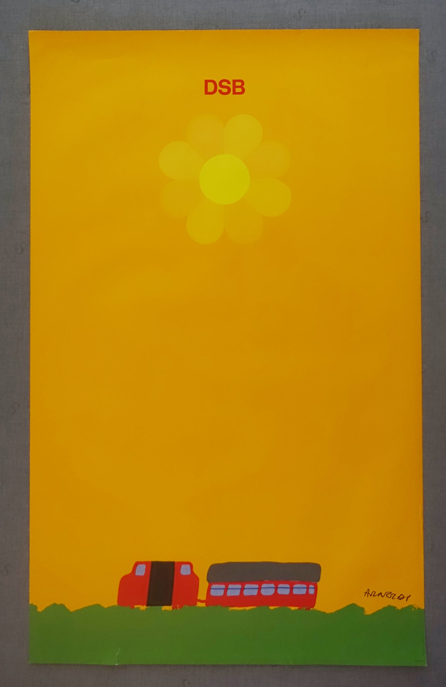 1975 Arnoldi Advertisement for Danish State Railways (Sun) - Original Vintage Poster