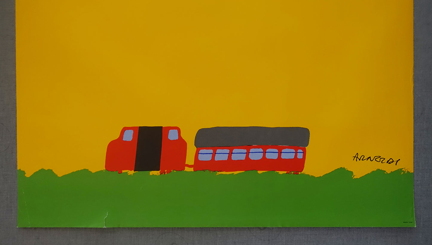 1975 Arnoldi Advertisement for Danish State Railways (Sun) - Original Vintage Poster