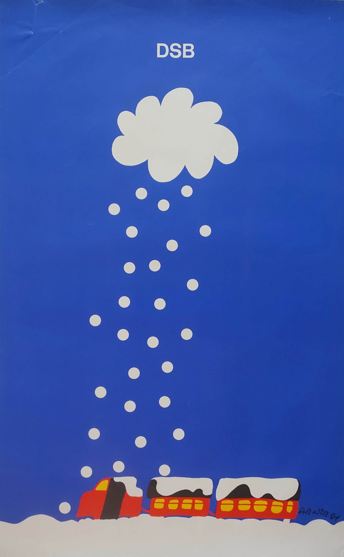 1975 Arnoldi Advertisement for Danish State Railways (Snow) - Original Vintage Poster