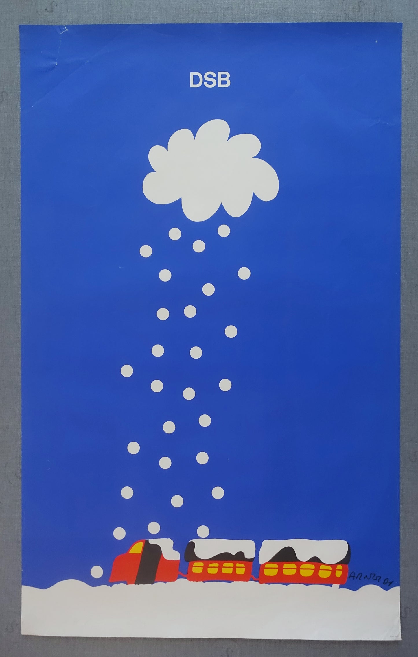 1975 Arnoldi Advertisement for Danish State Railways (Snow) - Original Vintage Poster