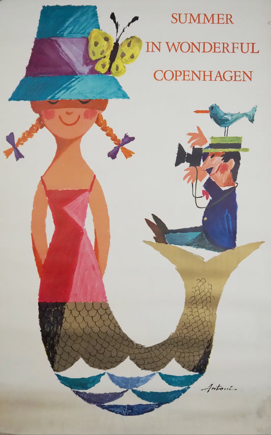 1962 Copenhagen Mermaid by Antoni - Original Vintage Poster