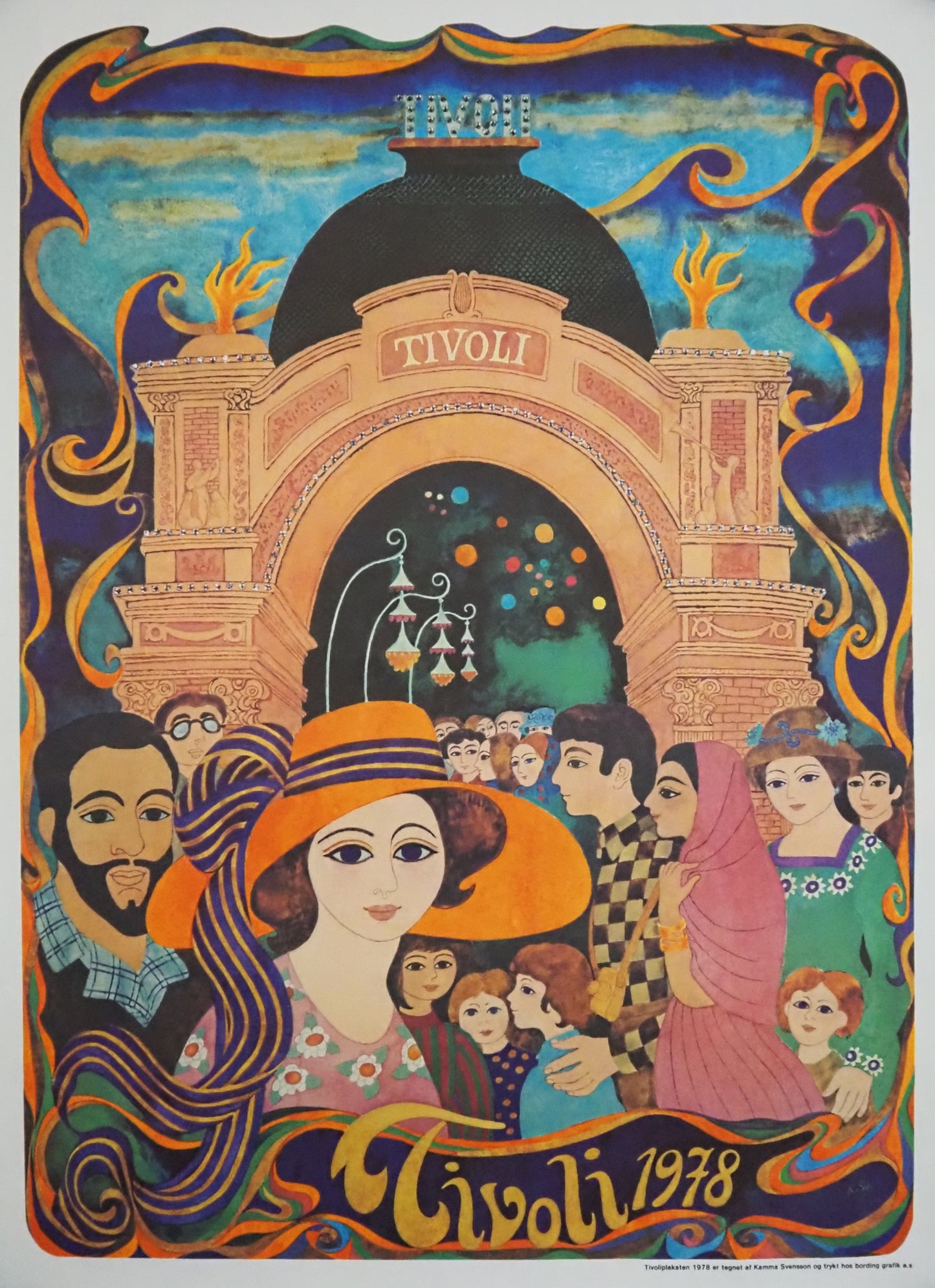 1978 Tivoli Gardens by Kamma Svensson (small version) - Original Vintage Poster