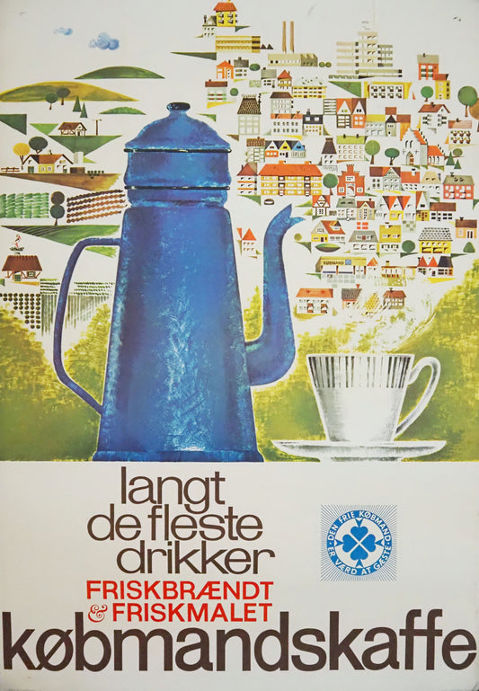 1960s Danish Coffee Poster - Original Vintage Poster