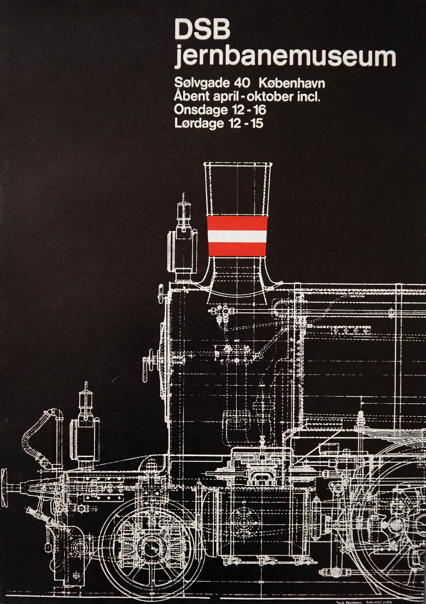 1980s Danish Railway Museum - Original Vintage Poster