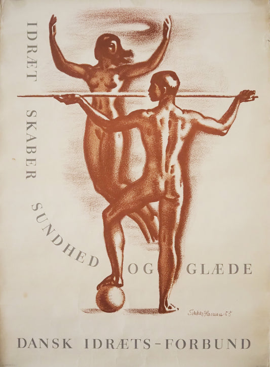 1955 Danish Athletic Poster by Sikker Hansen - Original Vintage Poster