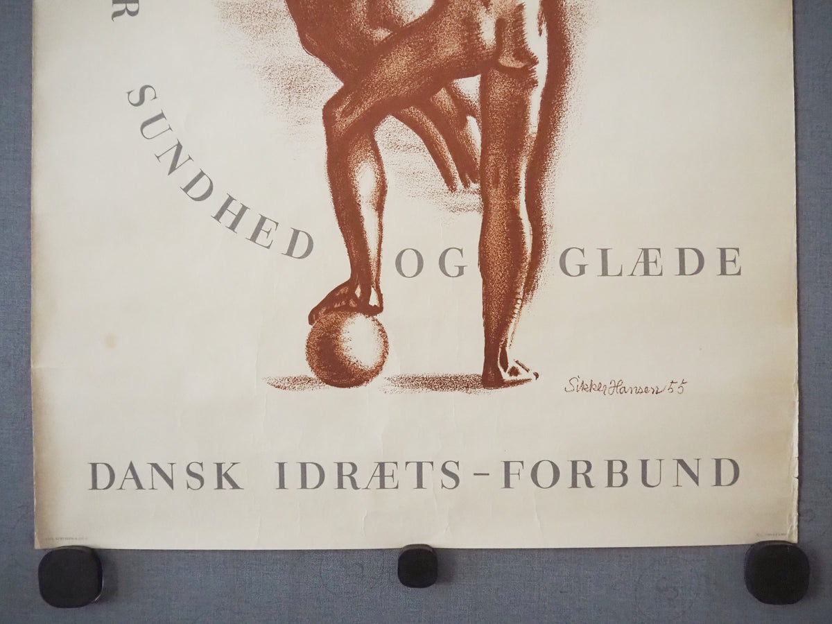 1955 Danish Athletic Poster by Sikker Hansen - Original Vintage Poster