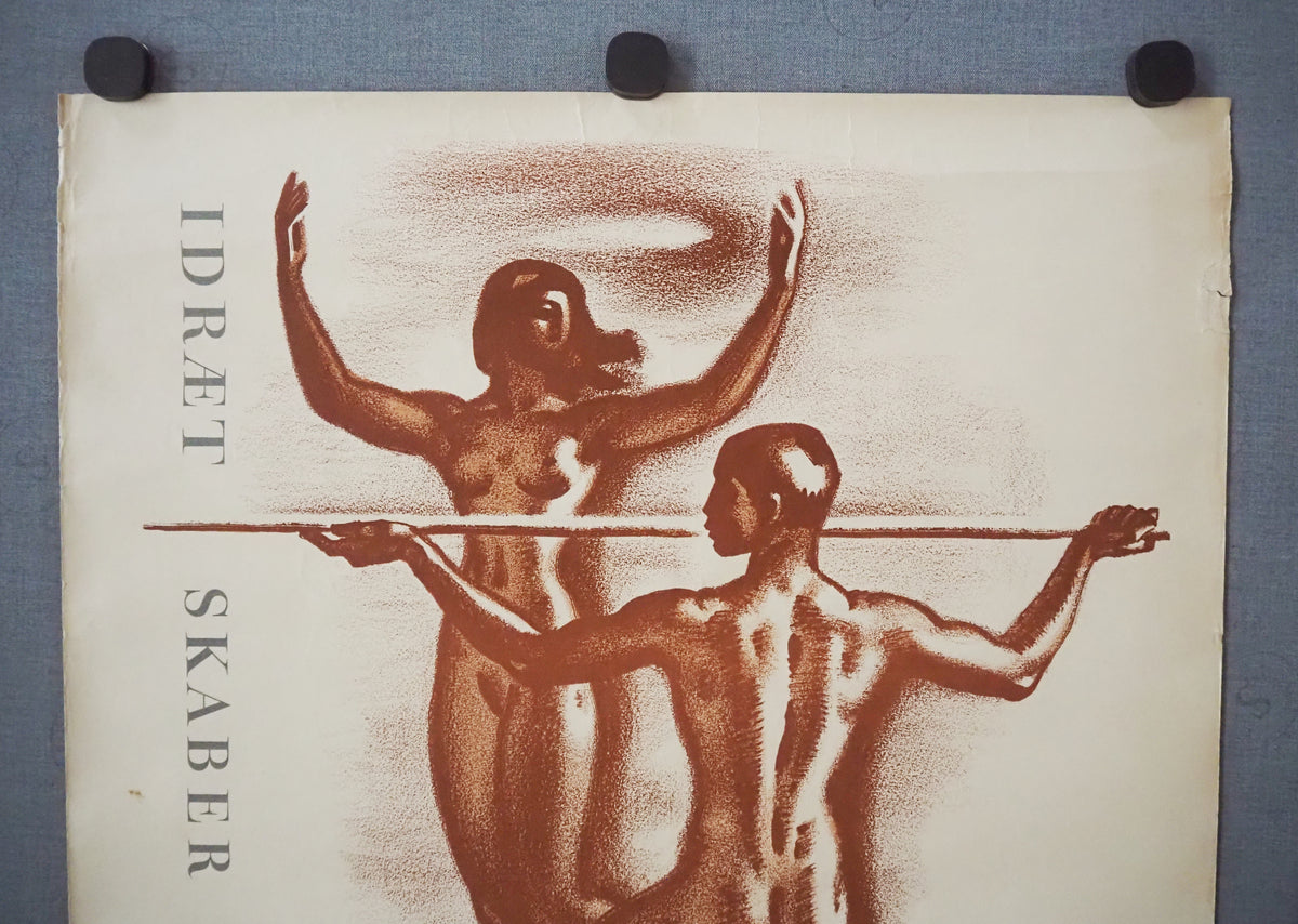 1955 Danish Athletic Poster by Sikker Hansen - Original Vintage Poster