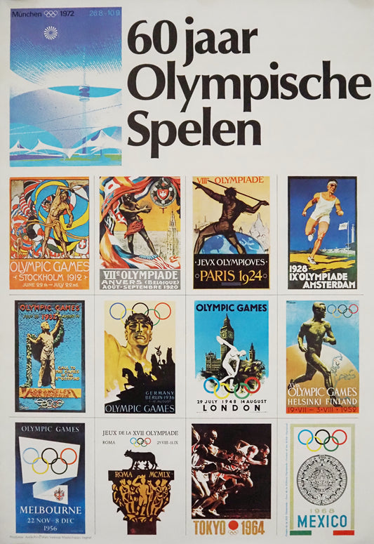 1972 Olympic Games Posters Collage  60 Years of Olympics History 1912-1972 - Original Vintage Poster