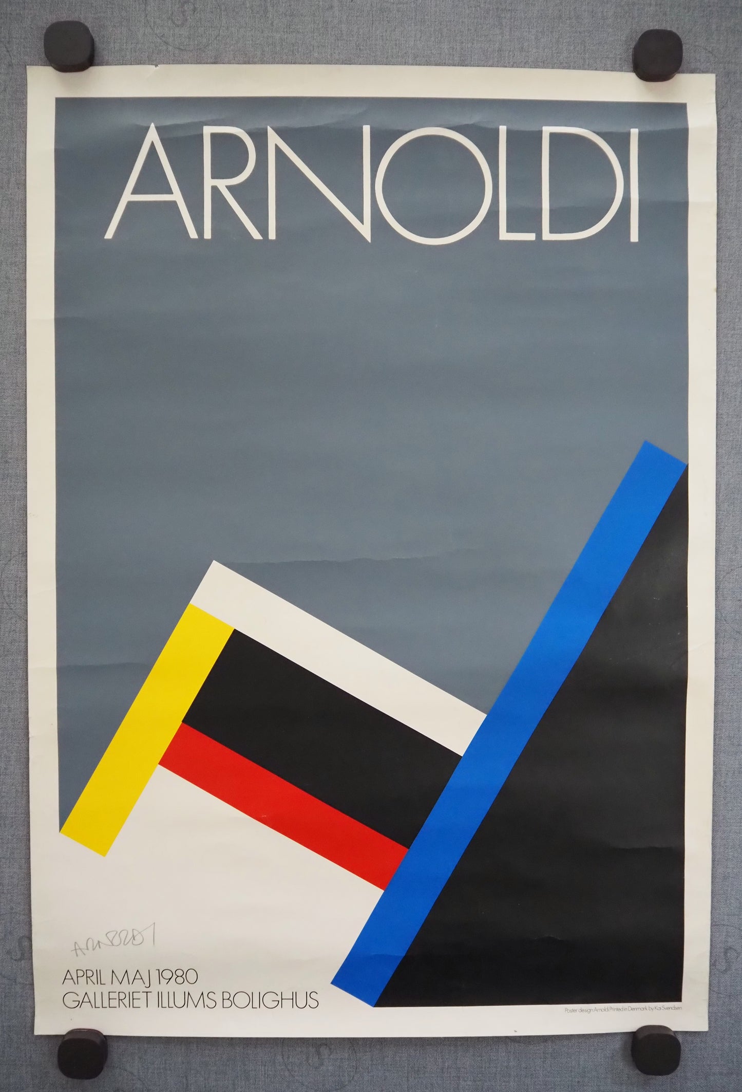 1980 Danish Chair Exhibition by Per Arnoldi (Signed) - Original Vintage Poster