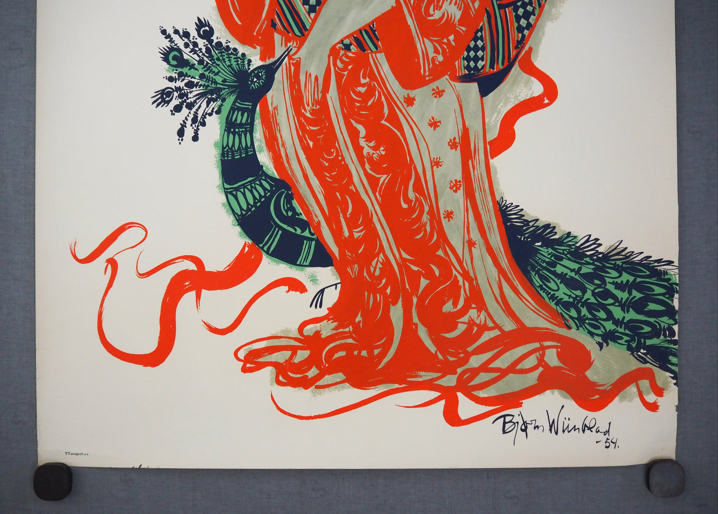 1954 Bjørn Wiinblad's The Teahouse of the August Moon at The New Theater (Red no text version)- Original Vintage Poster