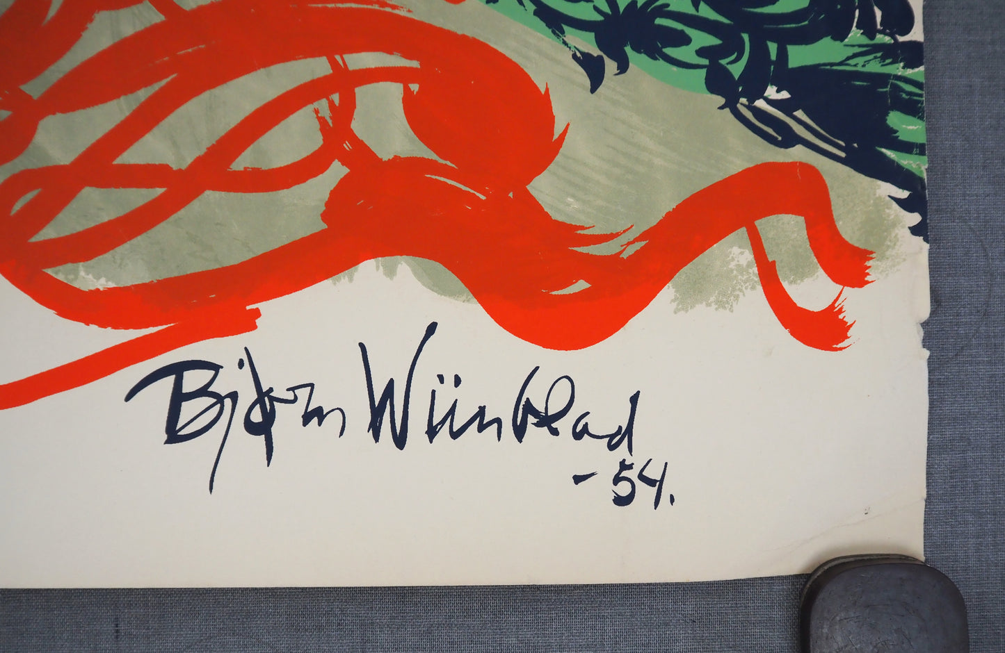 1954 Bjørn Wiinblad's The Teahouse of the August Moon at The New Theater (Red no text version)- Original Vintage Poster