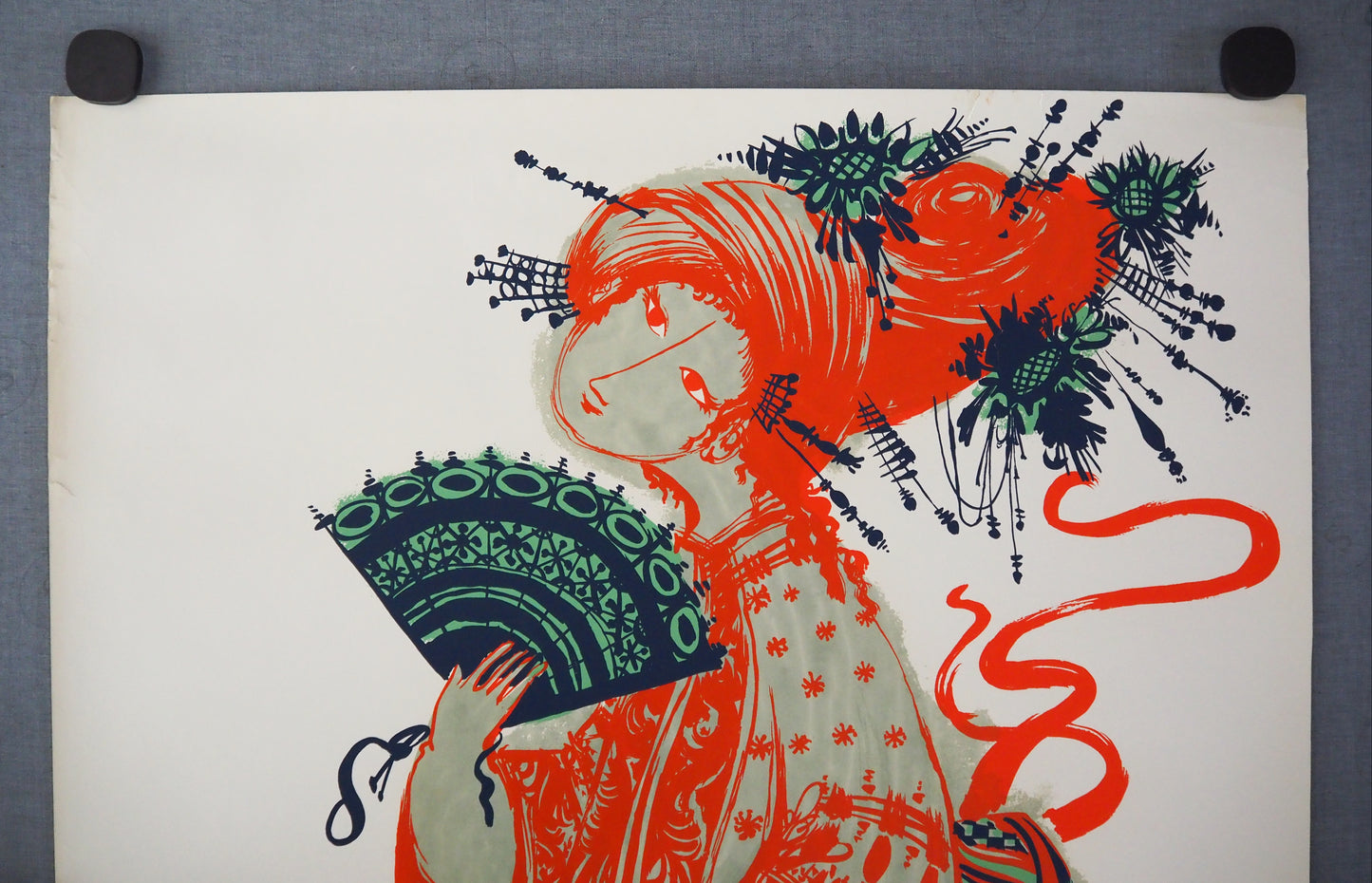 1954 Bjørn Wiinblad's The Teahouse of the August Moon at The New Theater (Red no text version)- Original Vintage Poster