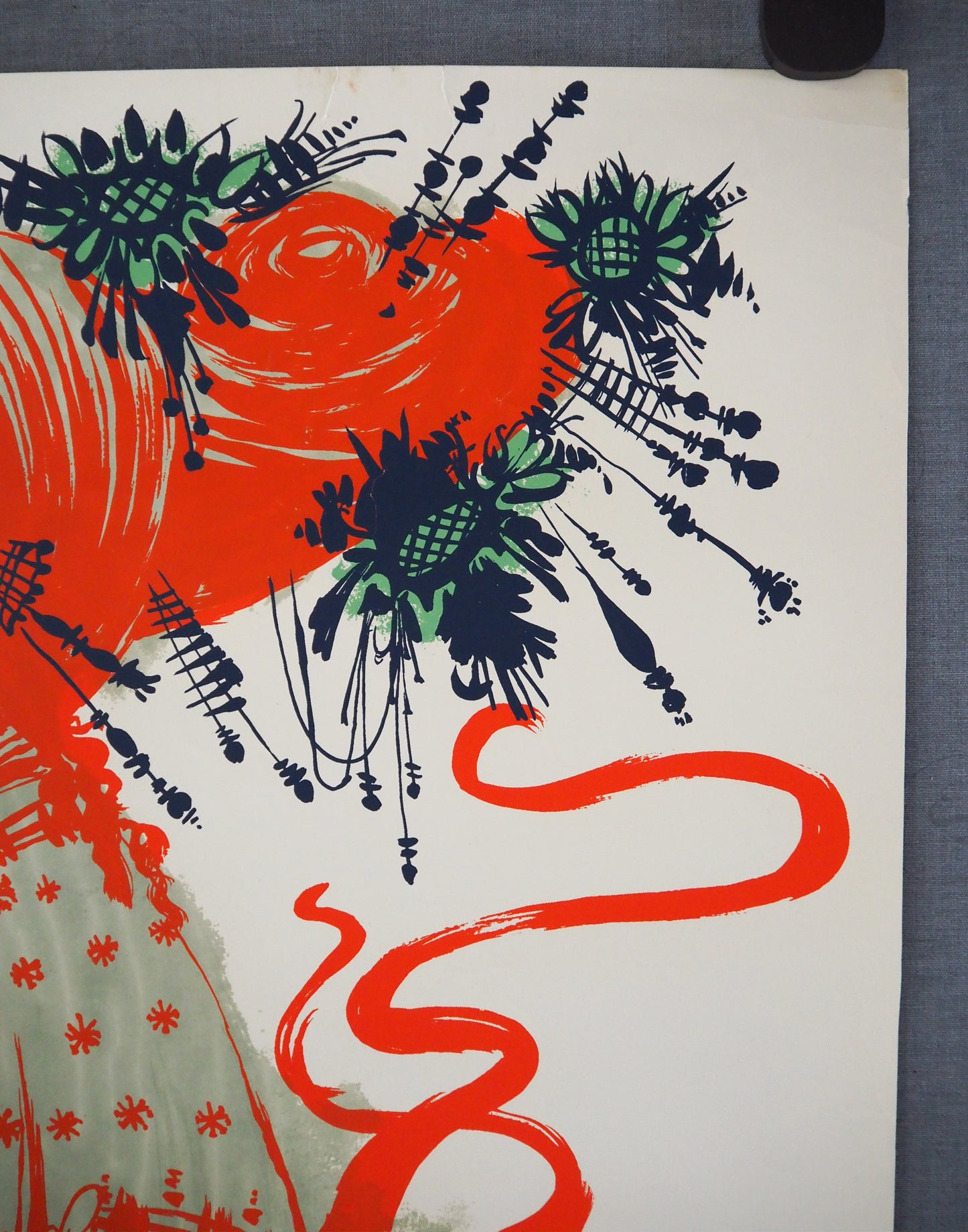 1954 Bjørn Wiinblad's The Teahouse of the August Moon at The New Theater (Red no text version)- Original Vintage Poster