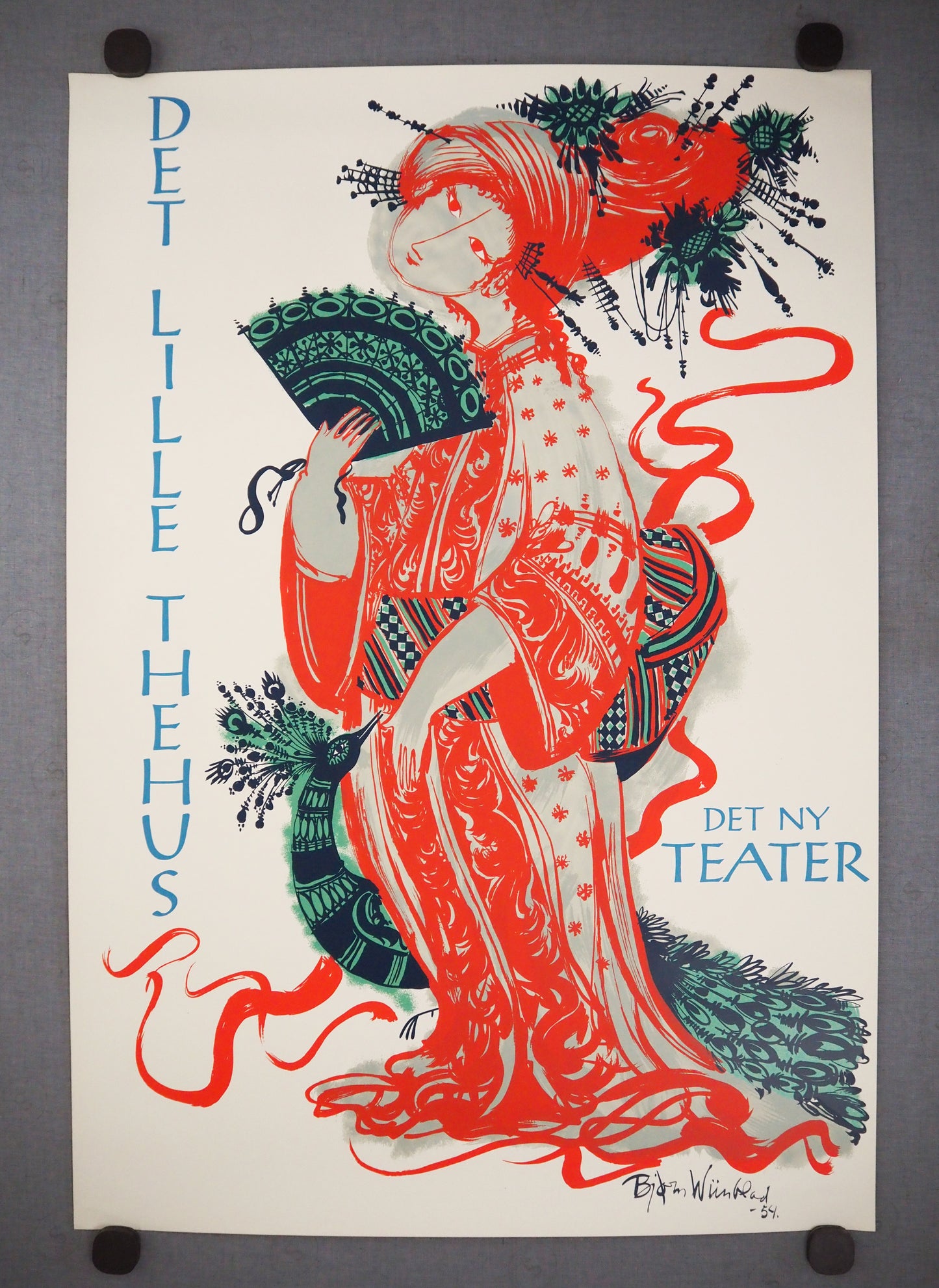 1954 Bjørn Wiinblad's The Teahouse of the August Moon at The New Theater (Red) - Original Vintage Poster
